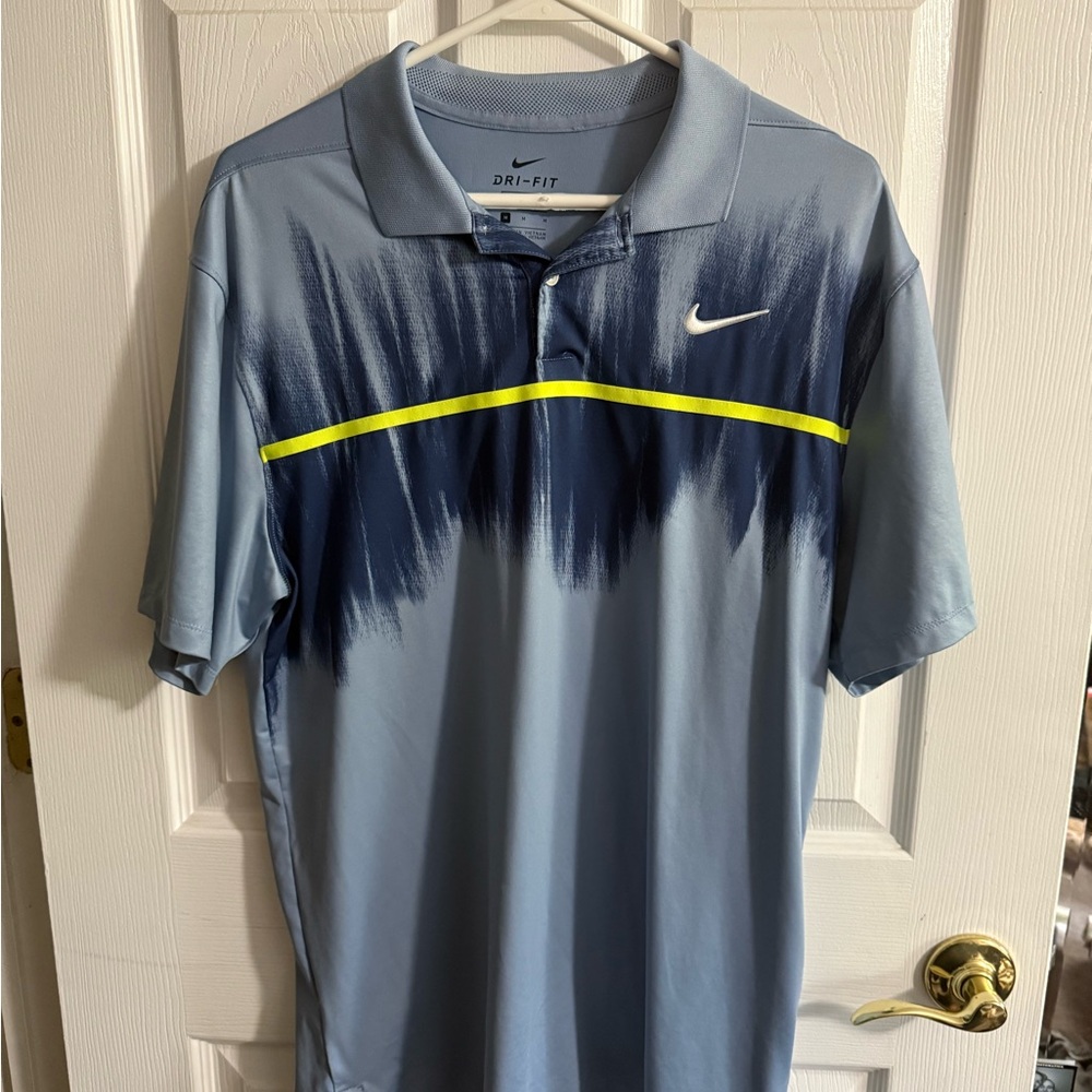 Nike Blue and Yellow Polo Shirt Performance Design